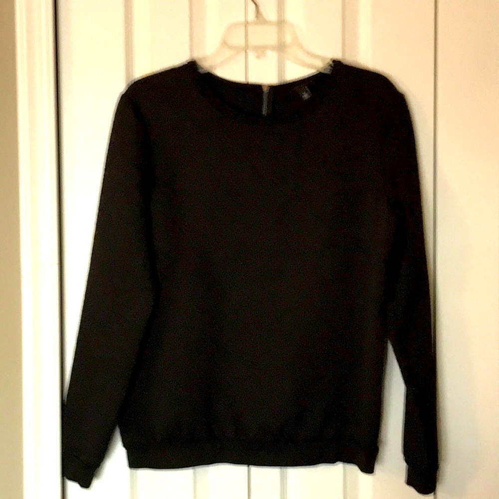 Ann Taylor black top, long sleeve polyester